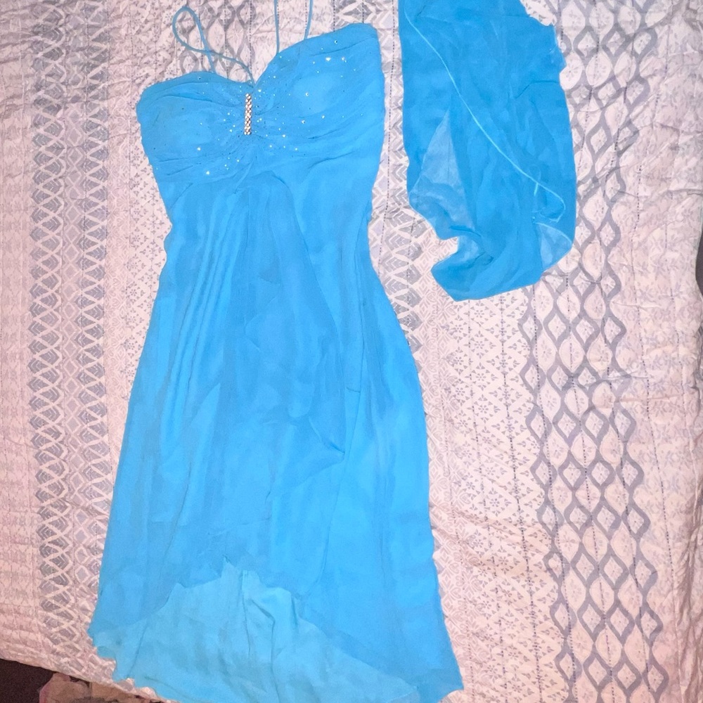 Light blue gown and shawl